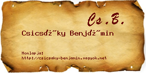 Csicsáky Benjámin névjegykártya