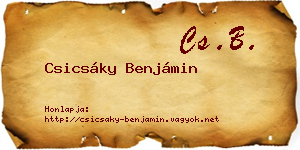 Csicsáky Benjámin névjegykártya