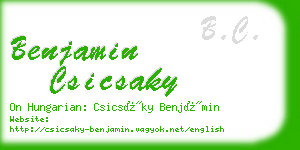 benjamin csicsaky business card